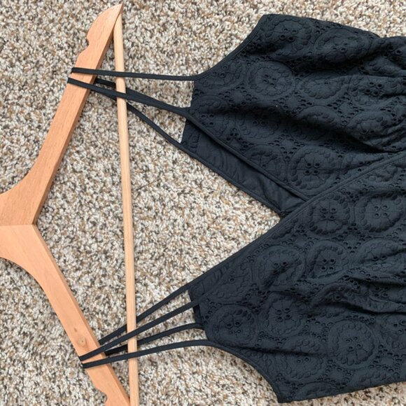 J. Crew Eyelet Double Strap Sleeveless Midi Dress Black Size - Picture 9 of 9